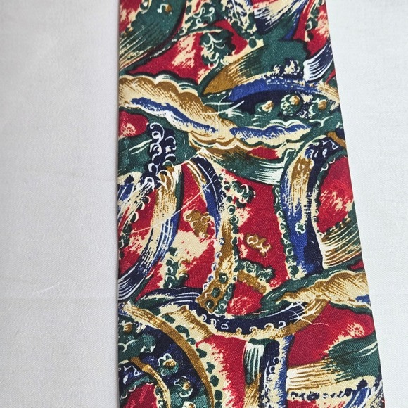 Vintage Christian Dior Monsieur Abstract Pattern Tie, Printed Polyester, 57.5" - Picture 6 of 8